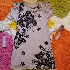 Split Sleeve Flexible Tie Shirt Dress